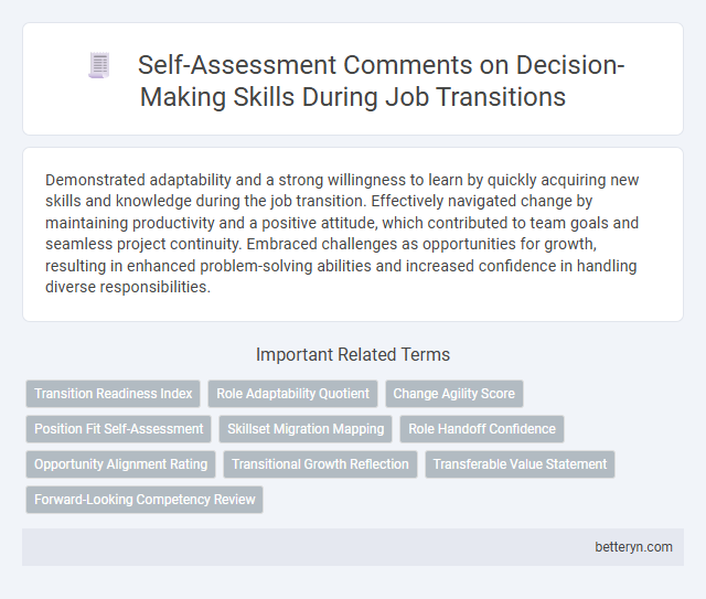 Self-Assessment Comments on Decision-Making Skills During Job Transitions