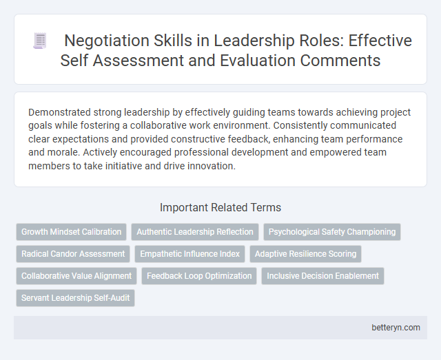 Negotiation Skills in Leadership Roles: Effective Self Assessment and Evaluation Comments