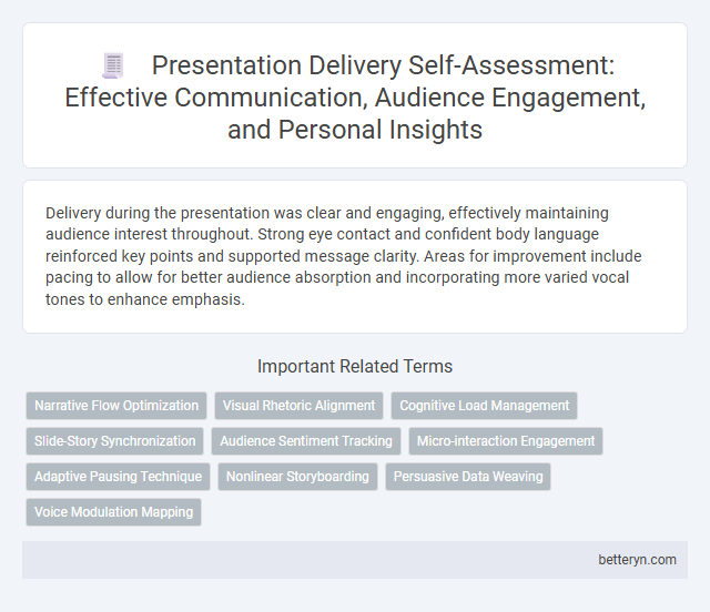 Presentation Delivery Self-Assessment: Effective Communication, Audience Engagement, and Personal Insights