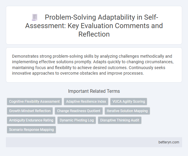 Problem-Solving Adaptability in Self-Assessment: Key Evaluation Comments and Reflection