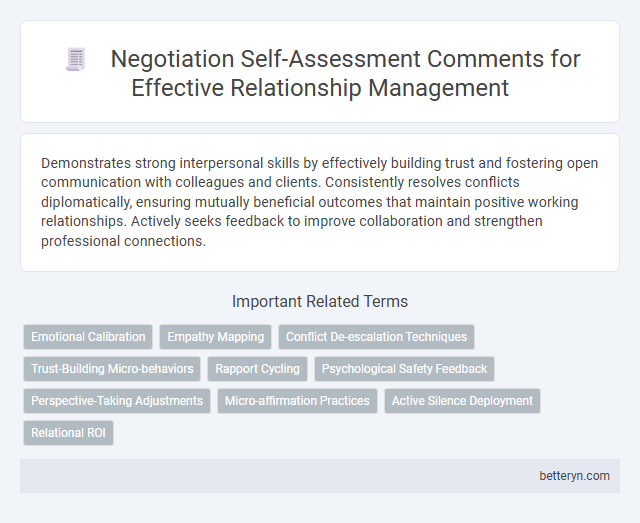 Negotiation Self-Assessment Comments for Effective Relationship Management