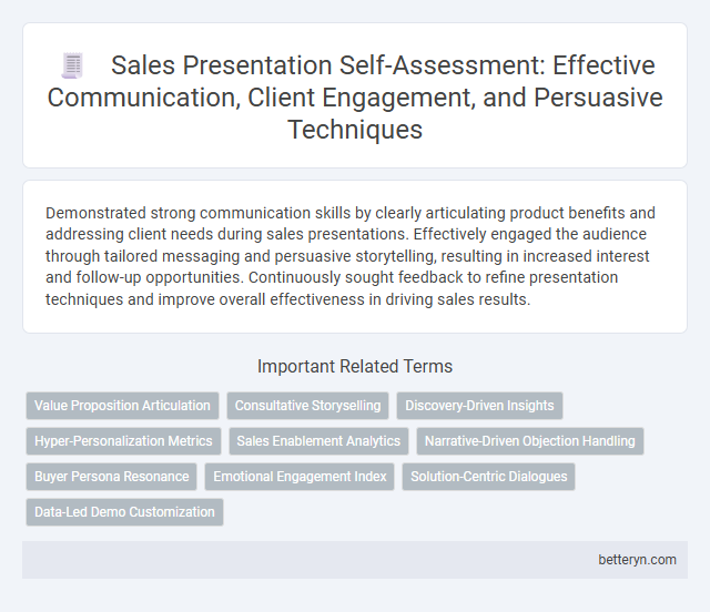 Sales Presentation Self-Assessment: Effective Communication, Client Engagement, and Persuasive Techniques
