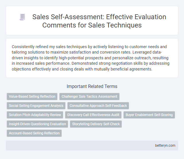 Sales Self-Assessment: Effective Evaluation Comments for Sales Techniques