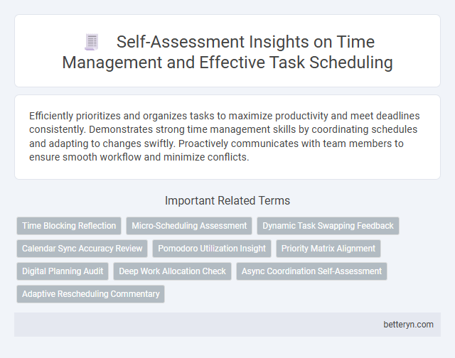 Self-Assessment Insights on Time Management and Effective Task Scheduling