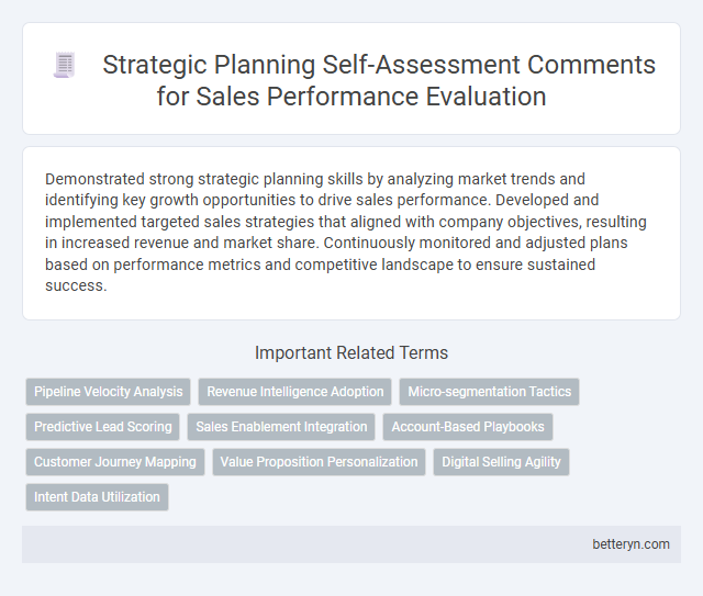 Strategic Planning Self-Assessment Comments for Sales Performance Evaluation
