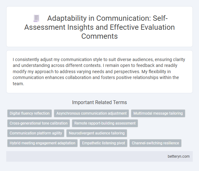 Adaptability in Communication: Self-Assessment Insights and Effective Evaluation Comments