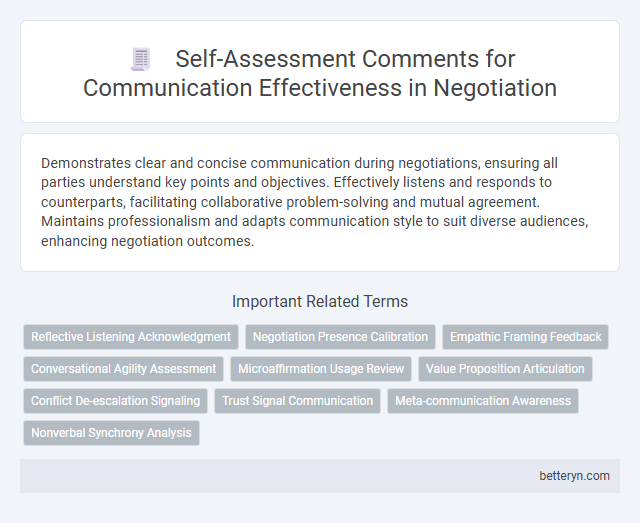 Self-Assessment Comments for Communication Effectiveness in Negotiation