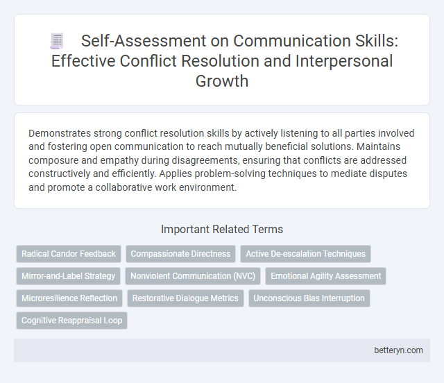 Self-Assessment on Communication Skills: Effective Conflict Resolution and Interpersonal Growth