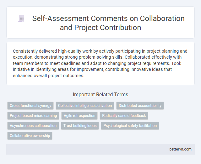 Self-Assessment Comments on Collaboration and Project Contribution