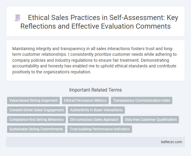 Ethical Sales Practices in Self-Assessment: Key Reflections and Effective Evaluation Comments