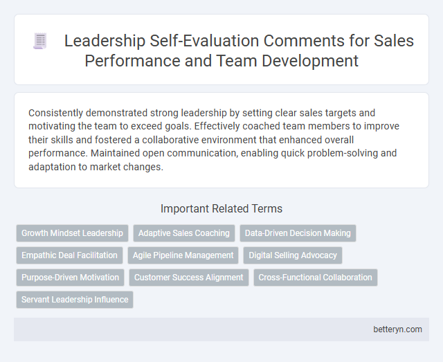 Leadership Self-Evaluation Comments for Sales Performance and Team Development