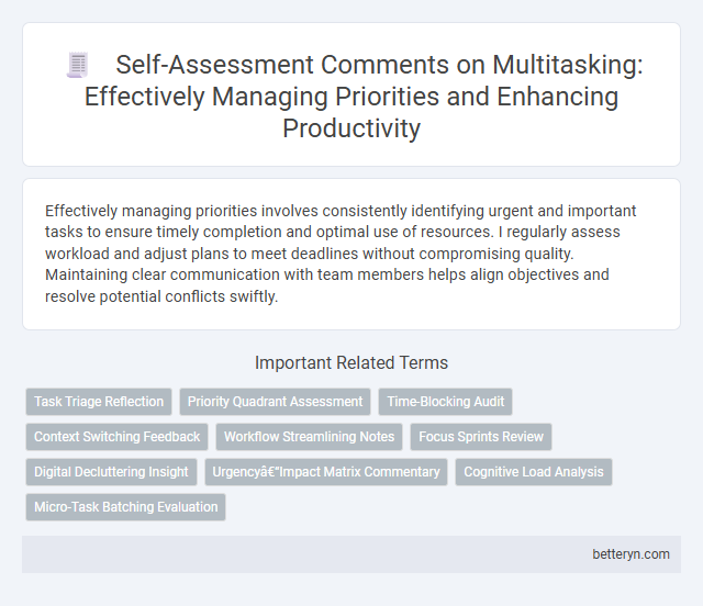 Self-Assessment Comments on Multitasking: Effectively Managing Priorities and Enhancing Productivity
