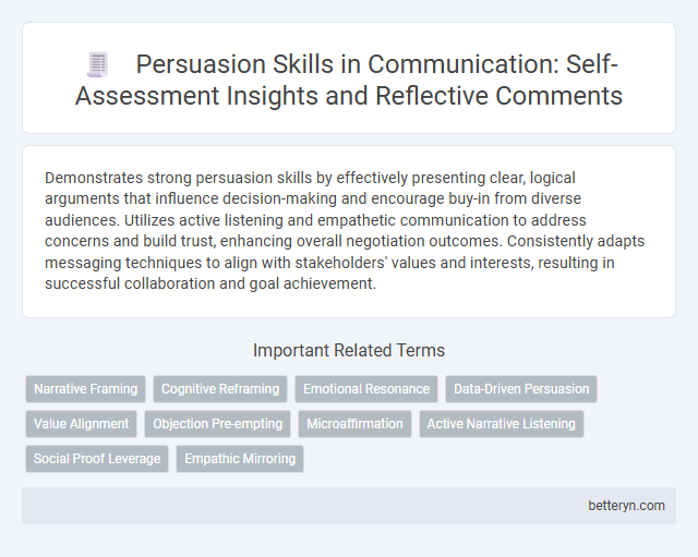 Persuasion Skills in Communication: Self-Assessment Insights and Reflective Comments