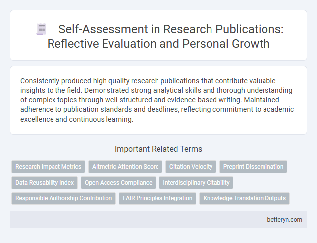 Self-Assessment in Research Publications: Reflective Evaluation and Personal Growth