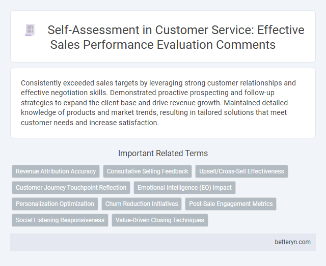 Self-Assessment in Customer Service: Effective Sales Performance Evaluation Comments