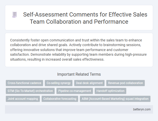 Self-Assessment Comments for Effective Sales Team Collaboration and Performance