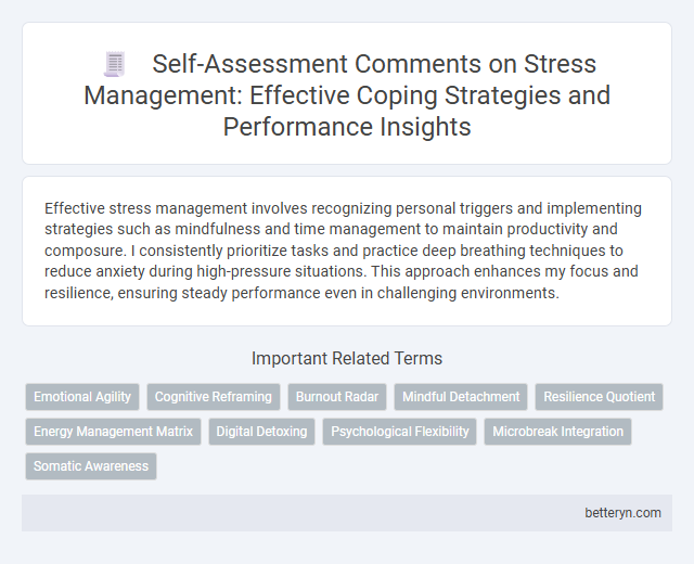 Self-Assessment Comments on Stress Management: Effective Coping Strategies and Performance Insights