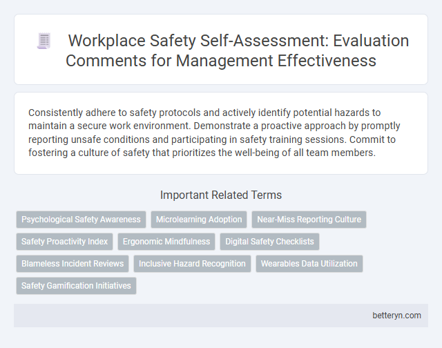 Workplace Safety Self-Assessment: Evaluation Comments for Management Effectiveness