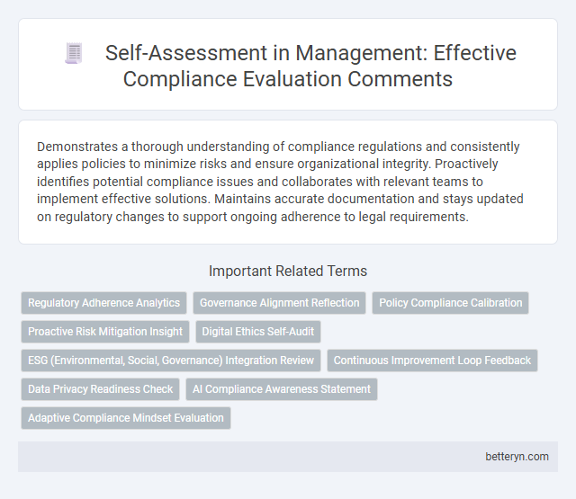 Self-Assessment in Management: Effective Compliance Evaluation Comments