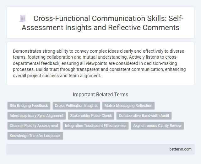 Cross-Functional Communication Skills: Self-Assessment Insights and Reflective Comments