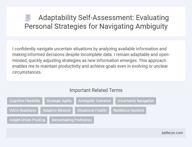 Adaptability Self-Assessment: Evaluating Personal Strategies for Navigating Ambiguity