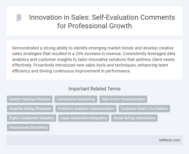 Innovation in Sales: Self-Evaluation Comments for Professional Growth