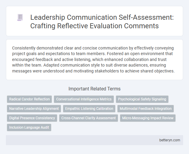Leadership Communication Self-Assessment: Crafting Reflective Evaluation Comments