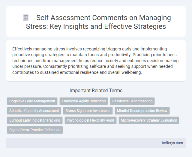 Self-Assessment Comments on Managing Stress: Key Insights and Effective Strategies