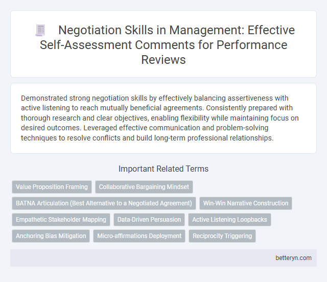 Negotiation Skills in Management: Effective Self-Assessment Comments for Performance Reviews