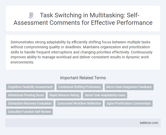 Task Switching in Multitasking: Self-Assessment Comments for Effective Performance