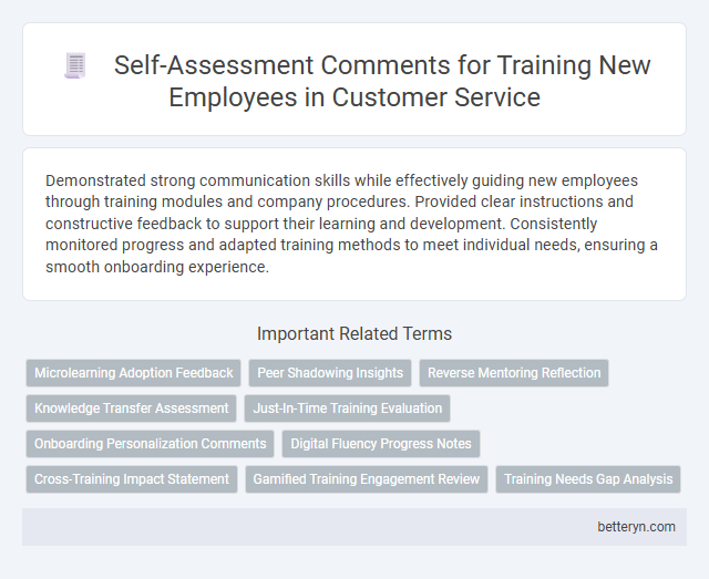 Self-Assessment Comments for Training New Employees in Customer Service