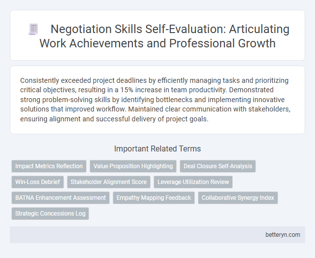 Negotiation Skills Self-Evaluation: Articulating Work Achievements and Professional Growth