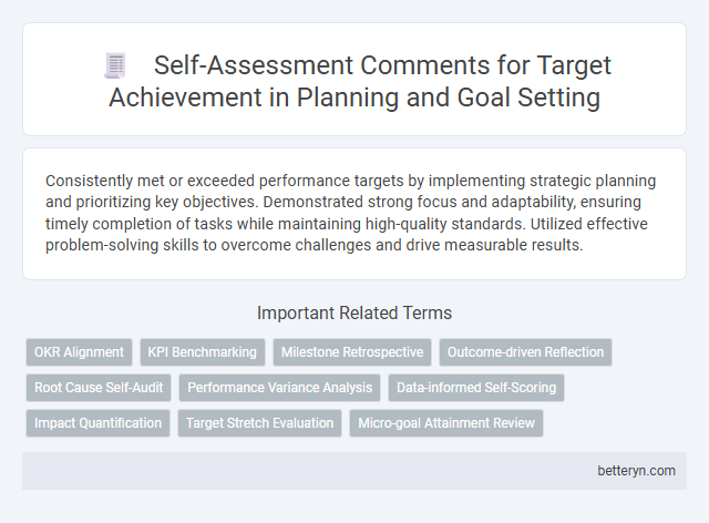 Self-Assessment Comments for Target Achievement in Planning and Goal Setting