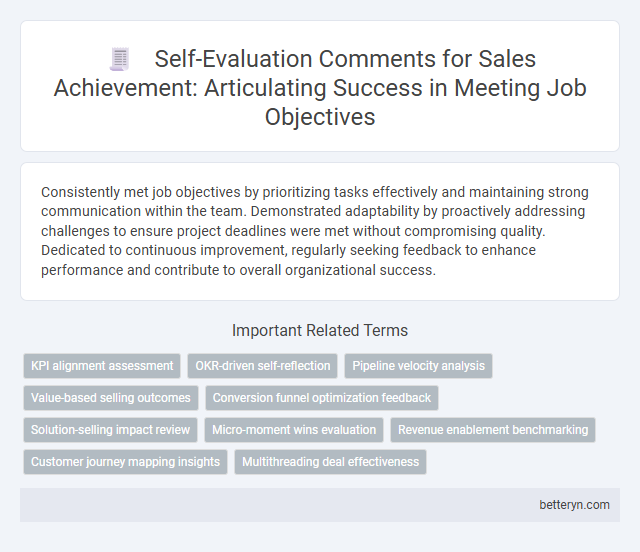 Self-Evaluation Comments for Sales Achievement: Articulating Success in Meeting Job Objectives