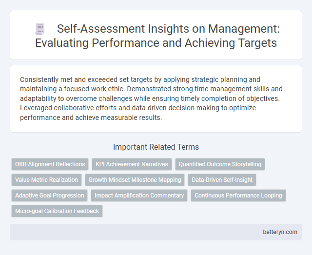 Self-Assessment Insights on Management: Evaluating Performance and Achieving Targets