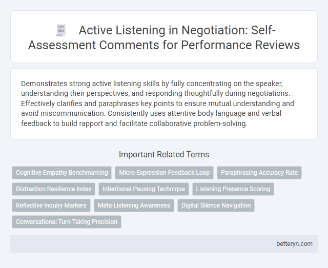 Active Listening in Negotiation: Self-Assessment Comments for Performance Reviews