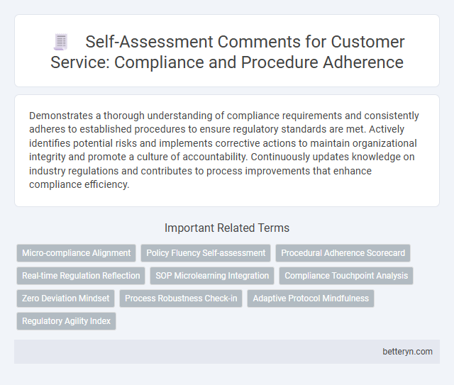 Self-Assessment Comments for Customer Service: Compliance and Procedure Adherence