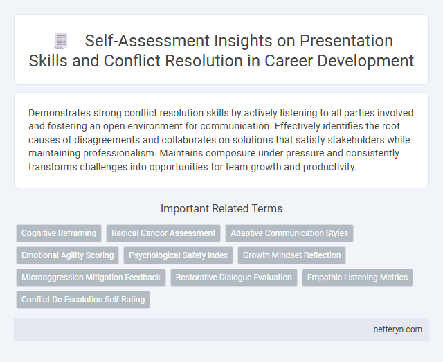 Self-Assessment Insights on Presentation Skills and Conflict Resolution in Career Development