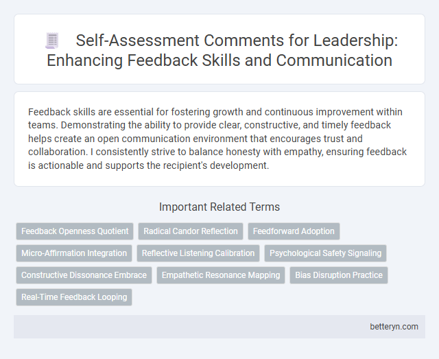 Self-Assessment Comments for Leadership: Enhancing Feedback Skills and Communication