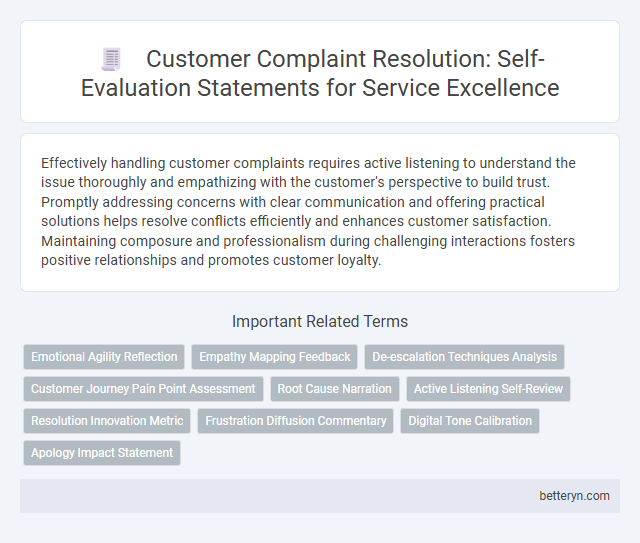 Customer Complaint Resolution: Self-Evaluation Statements for Service Excellence