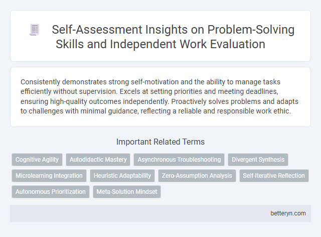 Self-Assessment Insights on Problem-Solving Skills and Independent Work Evaluation