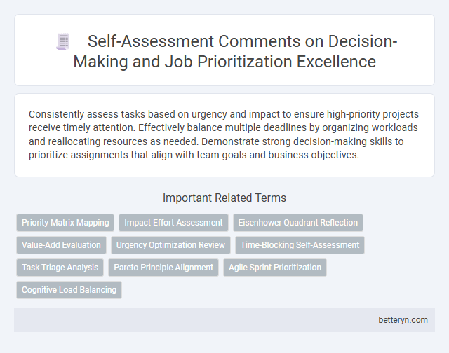 Self-Assessment Comments on Decision-Making and Job Prioritization Excellence