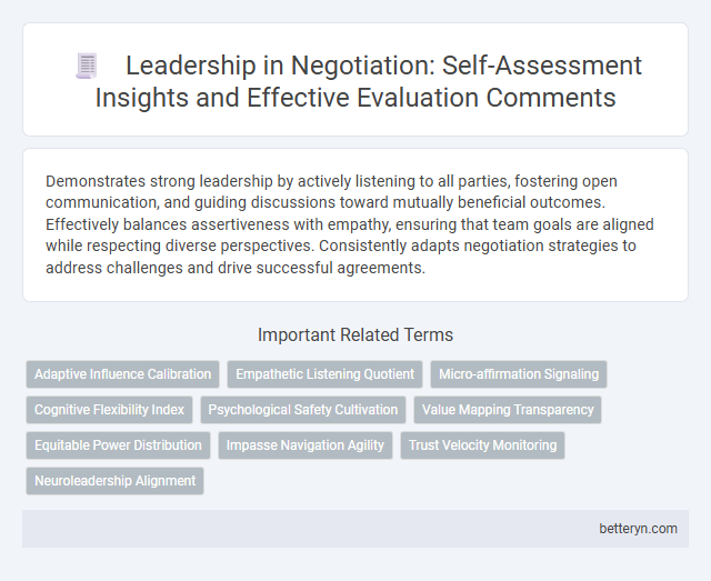 Leadership in Negotiation: Self-Assessment Insights and Effective Evaluation Comments