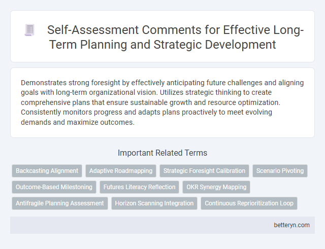 Self-Assessment Comments for Effective Long-Term Planning and Strategic Development