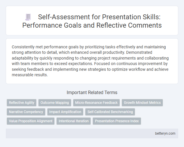 Self-Assessment for Presentation Skills: Performance Goals and Reflective Comments