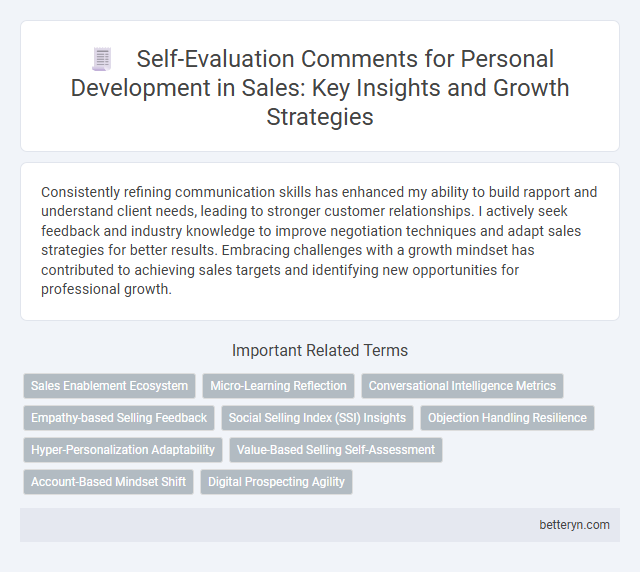 Self-Evaluation Comments for Personal Development in Sales: Key Insights and Growth Strategies