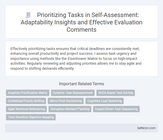 Prioritizing Tasks in Self-Assessment: Adaptability Insights and Effective Evaluation Comments