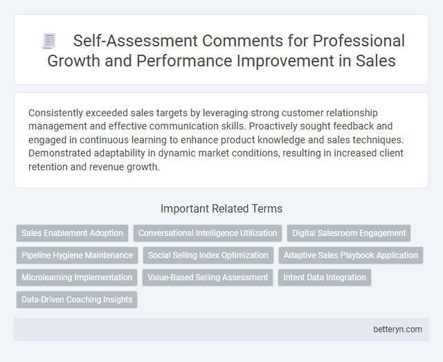 Self-Assessment Comments for Professional Growth and Performance Improvement in Sales