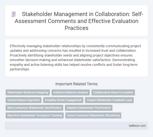 Stakeholder Management in Collaboration: Self-Assessment Comments and Effective Evaluation Practices
