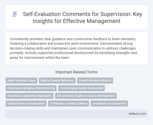 Self-Evaluation Comments for Supervision: Key Insights for Effective Management